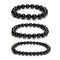 Black Jet Smooth Round Beaded Bracelet Size 6mm 8mm 10mm 7.5'' Length 3 PCS/Set
