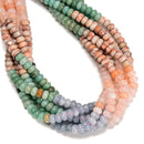 12-Multi-color Gemstone Smooth Rondelle Beads Size 5x8mm 15.5" Strand