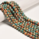 Natural Spiny Oyster Mohave Copper Turquoise Round Beads 6mm 8mm 10mm 16" Strand