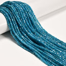 Natural Blue Apatite Faceted Cube Beads Size 3mm 15.5" Strand