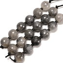 Natural Gray Cloudy Quartz Faceted Round Beads Size 30mm 7.5" Strand