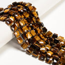 Natural Yellow Tiger Eye Faceted Flat Square Shape Beads Size 10mm 15.5 Strand