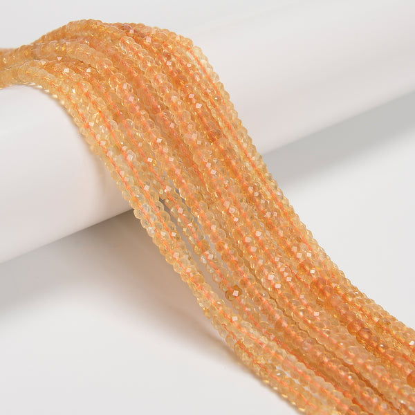 Natural Citrine Faceted Rondelle Beads Size 2.5x4mm 15.5'' Strand