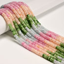 Gradient Morganite Color Dyed Jade Smooth Rondelle Beads Size 2x6mm 15" Strand