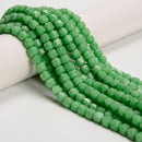 Natural Green Jadeite Jade Faceted Rubik's Cube Beads Size 7mm 15.5'' Strand