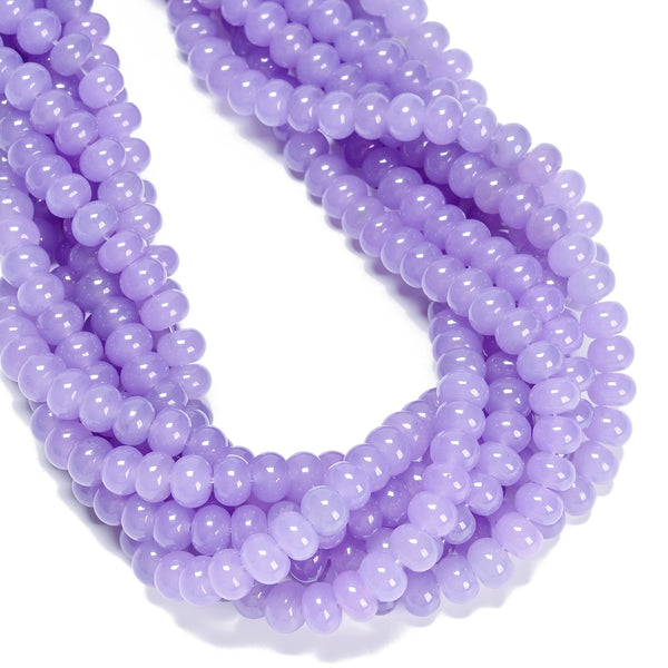 Lavender Purple Color Dyed Jade Smooth Rondelle Beads Size 5x8mm 15.5" Strand