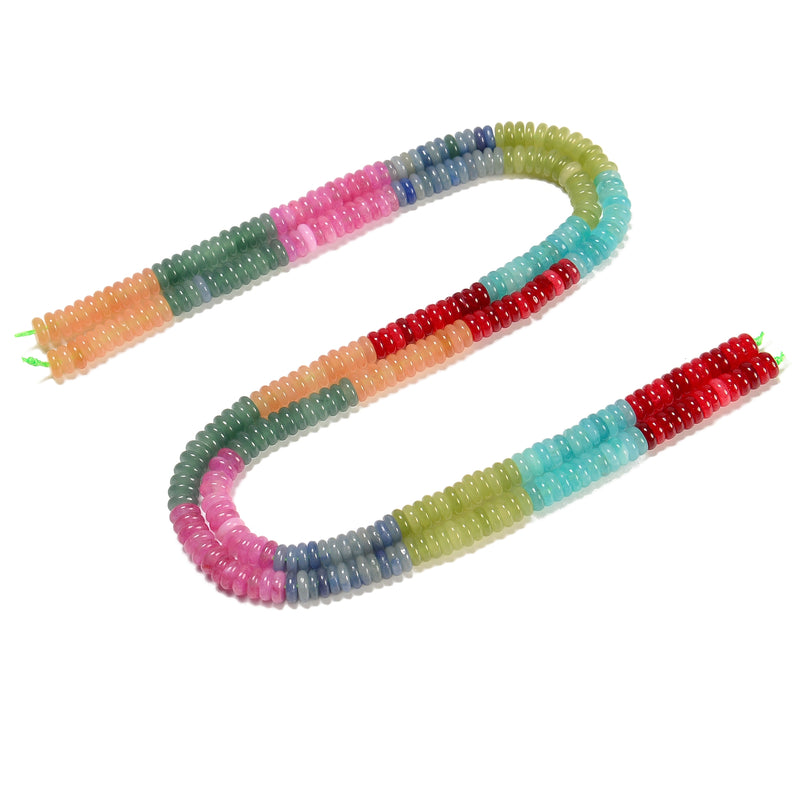 04-Multi-color Gemstone Smooth Rondelle Beads Size 2x6mm 15.5'' Strand