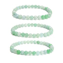 Multi-color Green Jade Smooth Round Beaded Bracelet 6mm 7.5'' Length 3 PCS/Set