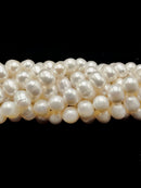 Fresh Water Pearl White Potato Round Beads 8-9mm 14''Strd