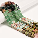 08 Gradient Multi-color Gemstone Smooth Cube Shape Beads Size 8-9mm 15.5" Strand