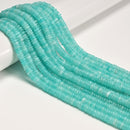 Aqua Blue Color Dyed Jade Smooth Rondelle Beads Size 2x6mm 15'' Strand
