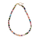 Mixed Gemstone Rondelle Size 2x6mm Beaded Necklace 17''-18.5" Length Adjustable