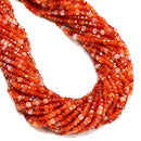 Natural Carnelian Faceted Cube Beads Size 3mm 15.5" Strand