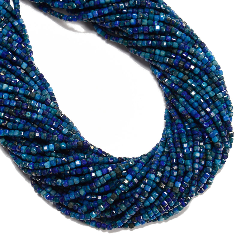 Chrysocolla Faceted Rubik's Cube Beads Size 2mm 15.5'' Strand