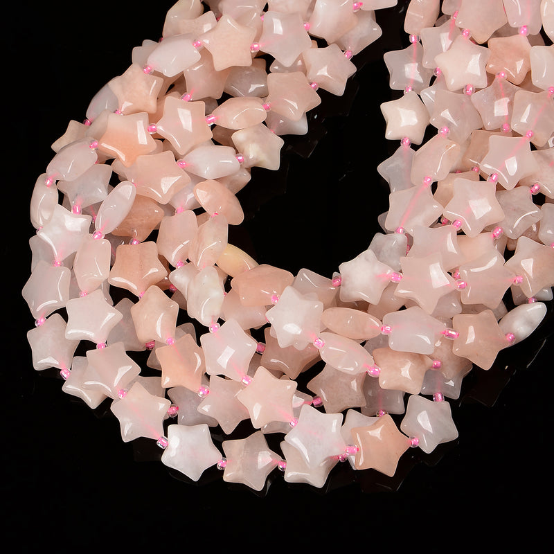 Natural Pink Aventurine Five-Pointed Star Shape Beads Size 15mm 15.5'' Strand