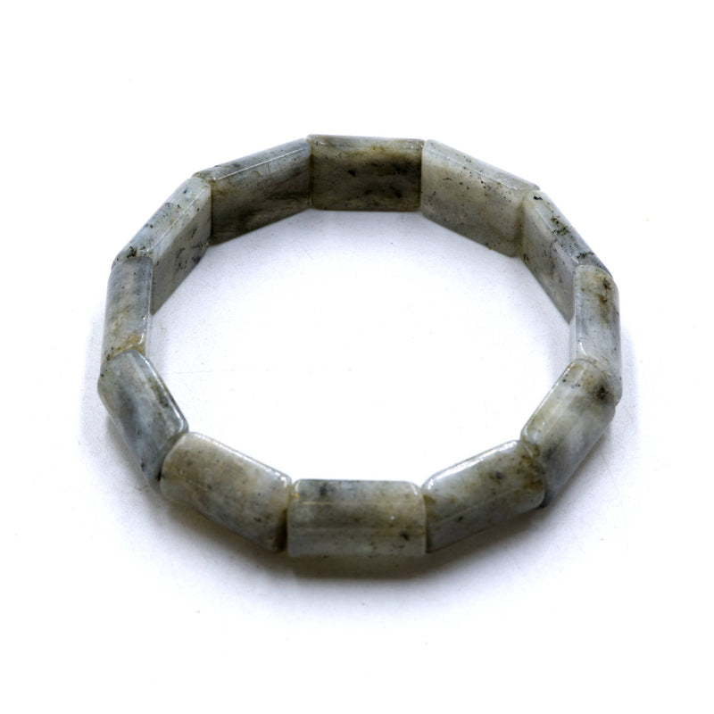 Labradorite Double Drill Elastic Bracelet Bead Size 13x18mm 7.5'' Length