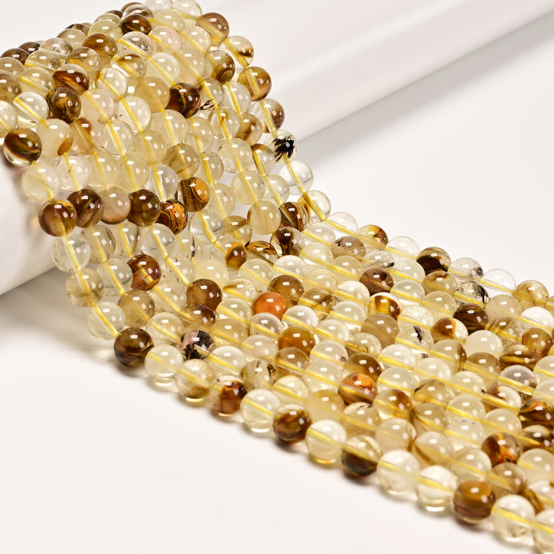 Fire Quartz Smooth Round Beads Size 6mm 8mm 15.5" Strand