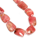 Cloudy Cherry Fire Quartz Faceted Twist Freeform Slice Beads 30x40mm 15.5'' Strd