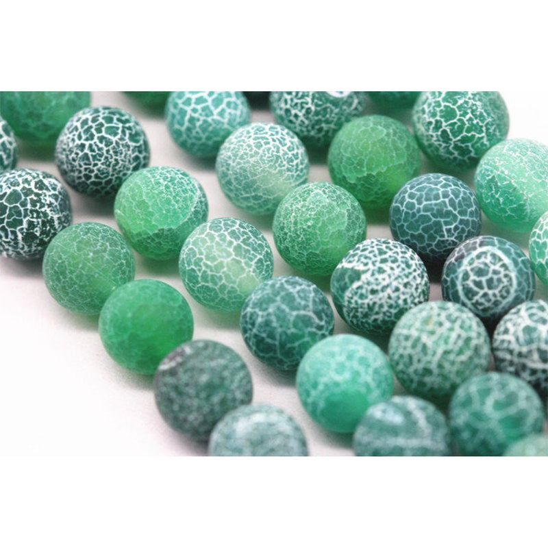 Green Fire Agate Crackled Matte Round Beads 4mm 6mm 8mm 10mm 12mm 15.5" Strand