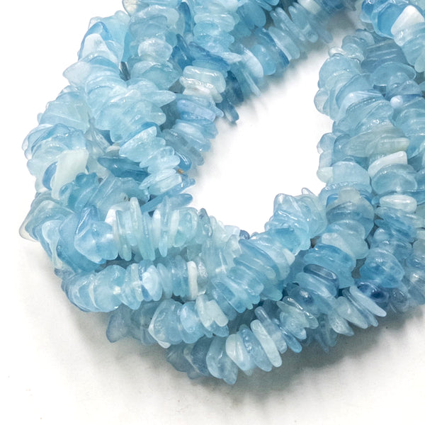 Dark Blue Aquamarine Center Drill Pebble Nugget Chips Beads 10-12mm 15.5'' Strd