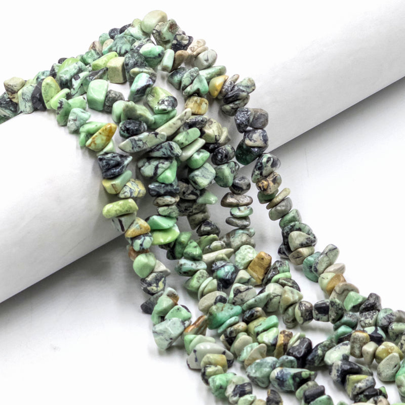 Green African Turquoise Irregular Nugget Chips Beads 7-8mm 15.5" Strand