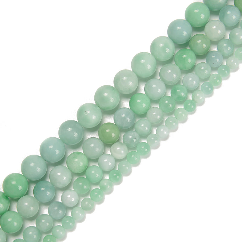 Natural Green Jadeite Jade Smooth Round Beads 4mm 6mm 8mm 10mm 12mm 15.5" Strand