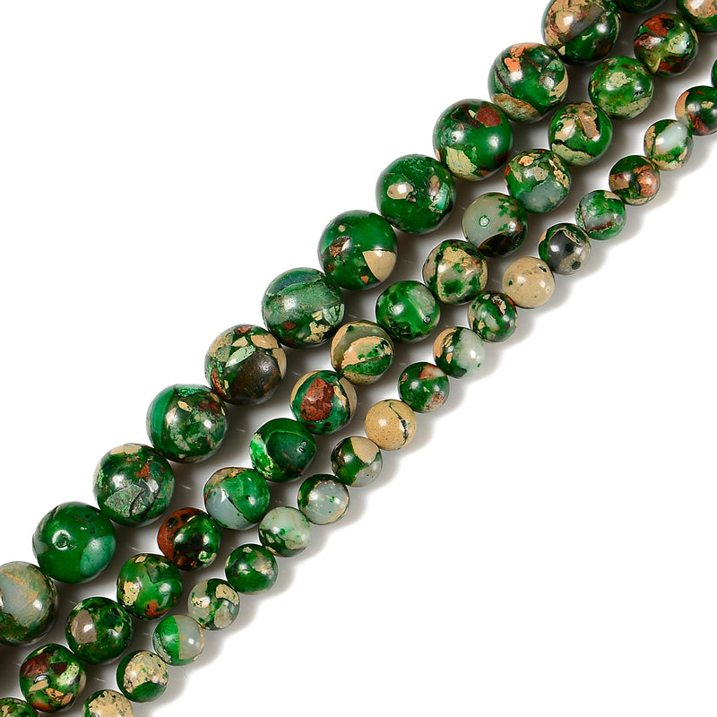 Dark Green Aqua Terra Jasper Smooth Round Beads 6mm 8mm 10mm 15.5" Strand