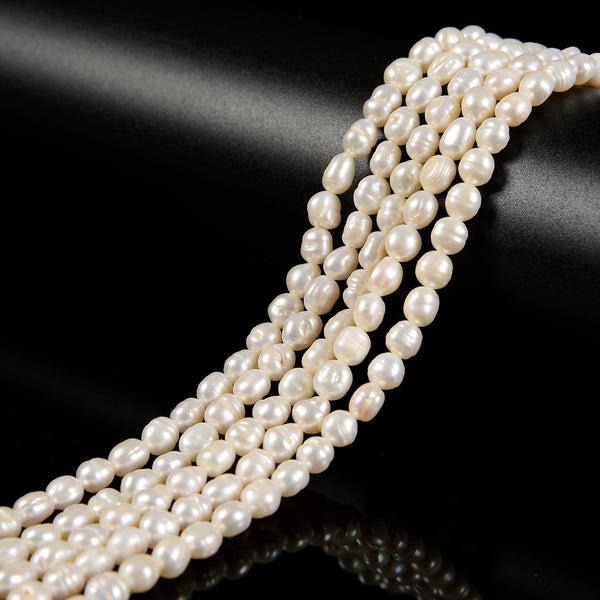 White Fresh Water Akoya Pearl Baroque Shape Beads Size 5-6mm 15.5'' Strand