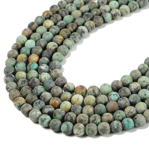 2.0mm Large Hole African Turquoise Matte Round Loose Beads 8mm 10mm 15.5" Strand