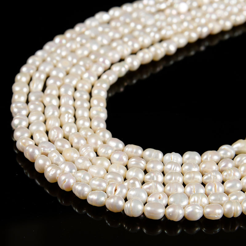 White Fresh Water Akoya Pearl Baroque Shape Beads Size 5-6mm 15.5'' Strand