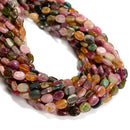 Multi Color Tourmaline Smooth Oval Beads Size 6x8mm 15.5" Strand