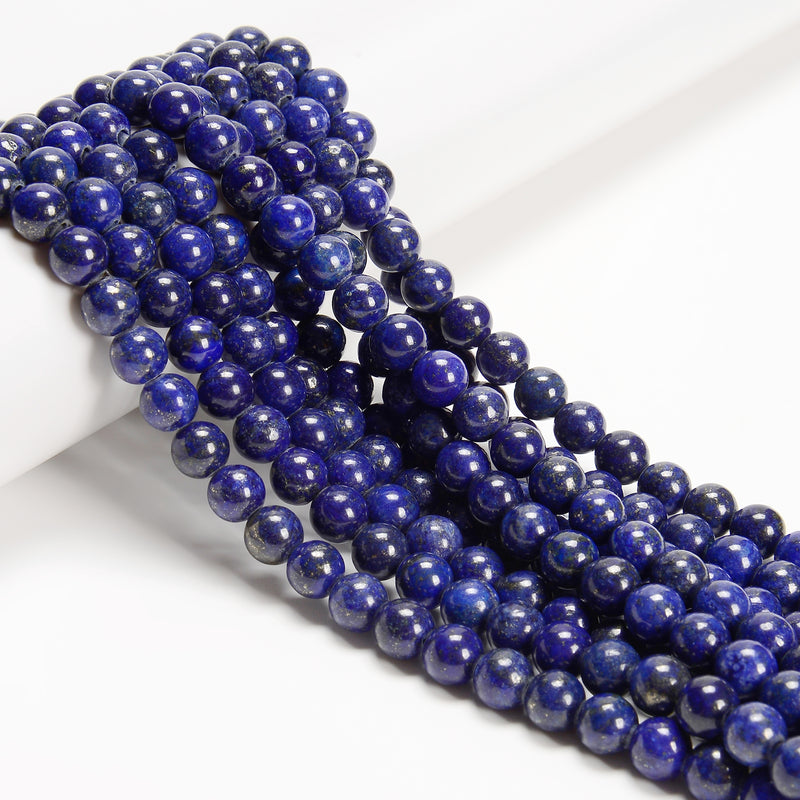 2.0mm Large Hole Lapis Lazuli Smooth Round Beads 8mm 10mm 15.5" Strand