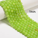 Green Flower Jade Smooth Round Beads 4mm 6mm 8mm 10mm 12mm 15.5" Strand
