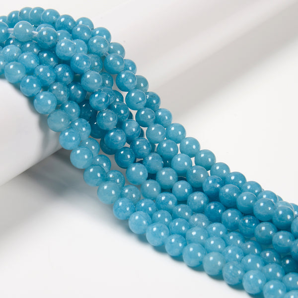 2.0mm Large Hole Blue Sponge Quartz Smooth Round Beads 6mm 8mm 10mm 15.5" Strand