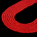 Dark Red Bamboo Coral Smooth Rondelle Size 2x4mm 15.5'' Strand