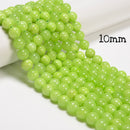 Green Flower Jade Smooth Round Beads 4mm 6mm 8mm 10mm 12mm 15.5" Strand