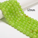 Green Flower Jade Smooth Round Beads 4mm 6mm 8mm 10mm 12mm 15.5" Strand