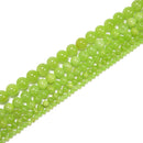 Green Flower Jade Smooth Round Beads 4mm 6mm 8mm 10mm 12mm 15.5" Strand