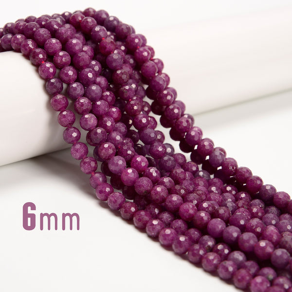 Natural Ruby Faceted Round Beads Size 3mm 4mm 5mm 6mm 15.5'' Strand