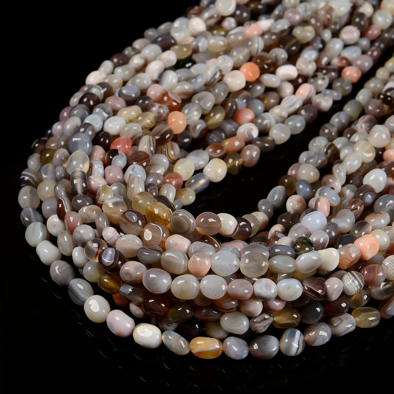 Natural Botswana Agate Pebble Nugget Beads Size 6-7mm 15.5''Strand
