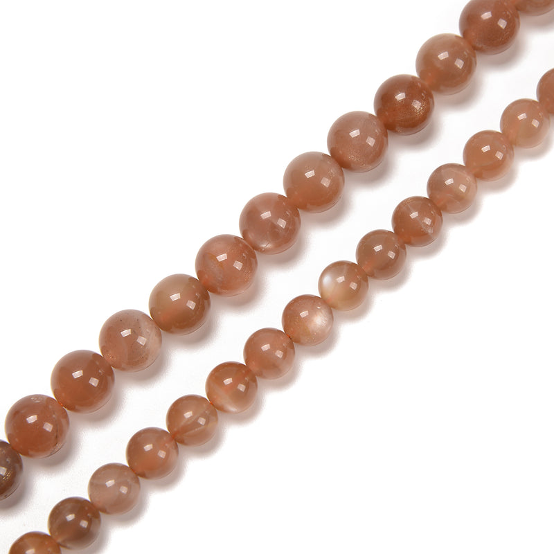 High Quality Peach Moonstone Smooth Round Beads Size 8mm 10mm 12mm 15.5" Strand