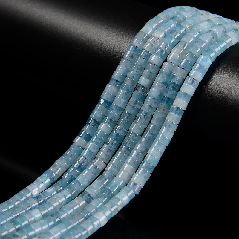 Natural Aquamarine Heishi Disc Beads Size 2x4mm 15.5'' Strand