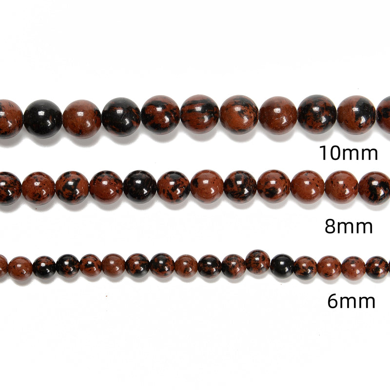 Natural Mahogany Obsidian Smooth Round Beads Size 6mm 8mm 10mm 15.5'' Strand