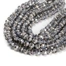 Gun Metal Gray Crystal Glass Matte Faceted Round Beads 8mm 10mm 12mm 15.5" Strand