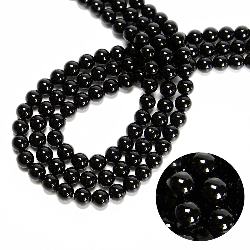 Black Onyx Smooth Round Beads 4mm 6mm 8mm 10mm 12mm 14-20mm 15.5" Strand