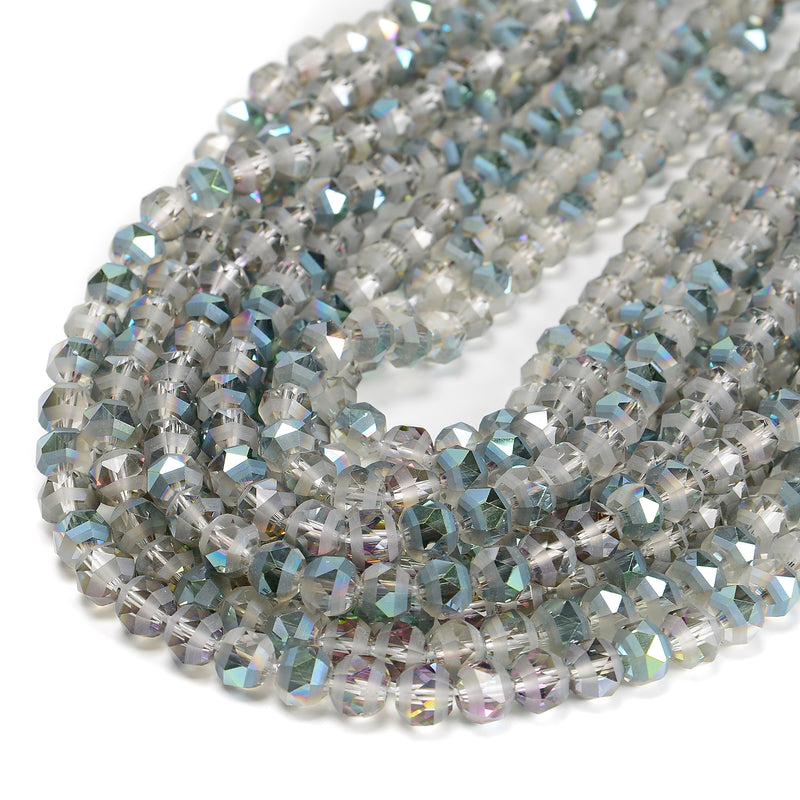 Multi-Color Crystal Glass Matte Faceted Round Beads 8mm 10mm 12mm 15.5" Strand
