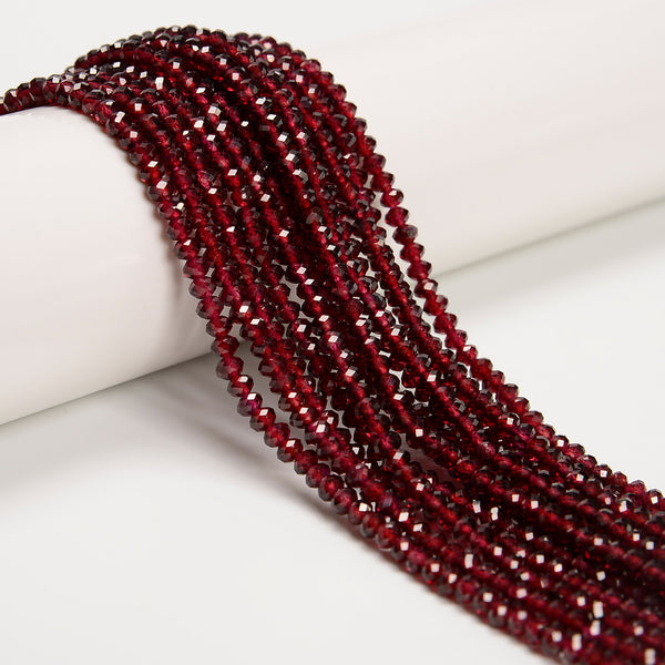 Natural Red Garnet Faceted Rondelle Beads 2x3mm 2x4mm 3x4mm 4x6mm 15.5" Strand
