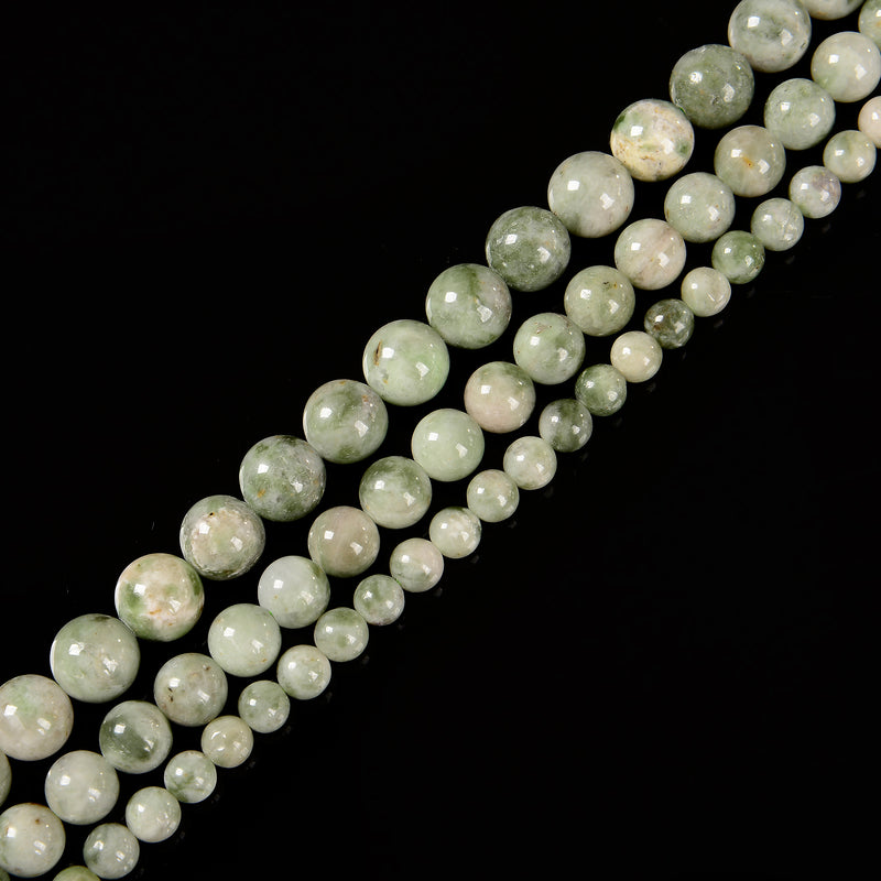 Natural Genuine Green Jade Smooth Round Beads Size 6mm 8mm 10mm 15.5'' Strand