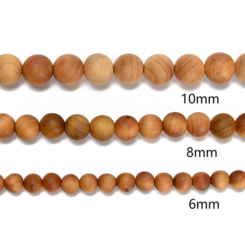 Golden Sandalwood Smooth Round Beads 6mm 8mm 10mm 12mm 15.5" Strand