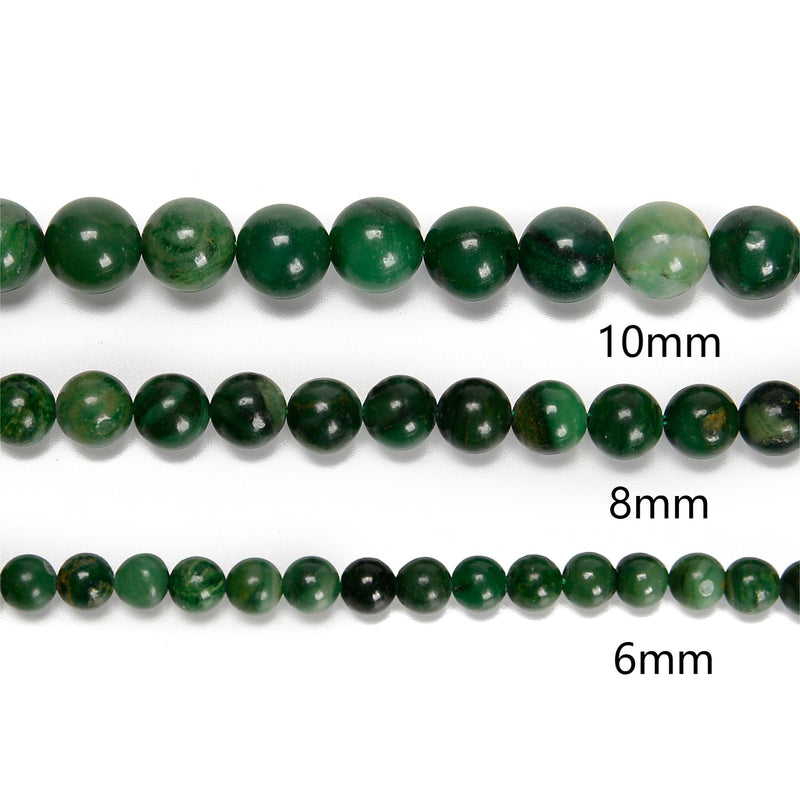 African Jade Smooth Round Beads 4mm 6mm 8mm 10mm 15.5" Strand